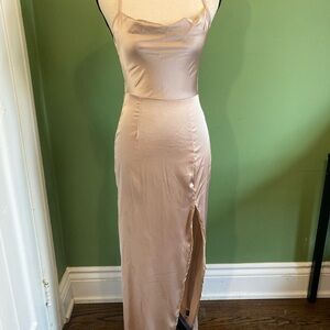 SHEIN Satin Slip Dress Soft Beige